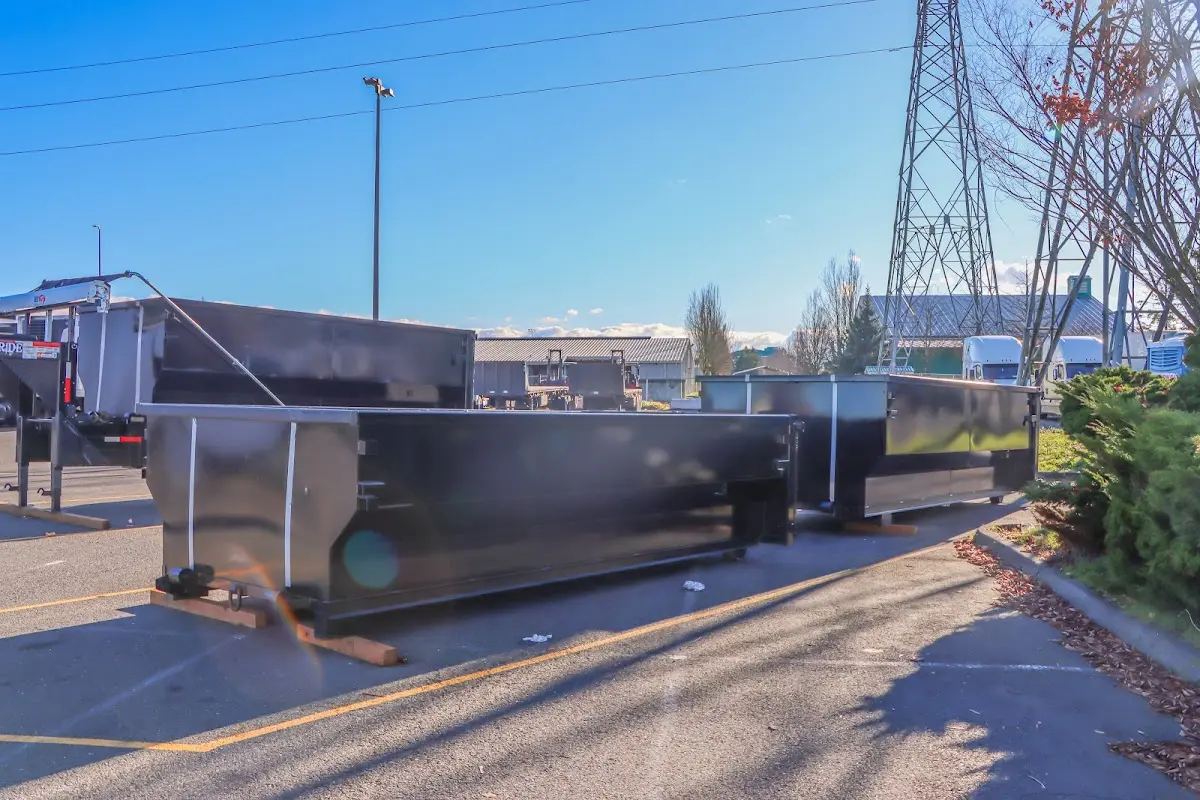 Roll-off dumpster ready for waste disposal at job site for 3 Yard Dumpster Rental in Elkton